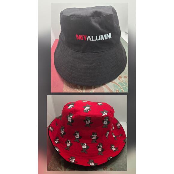 MIT Alumni Bucket Hat Reversible Black To Red Tim The Beaver - Picture 1 of 6